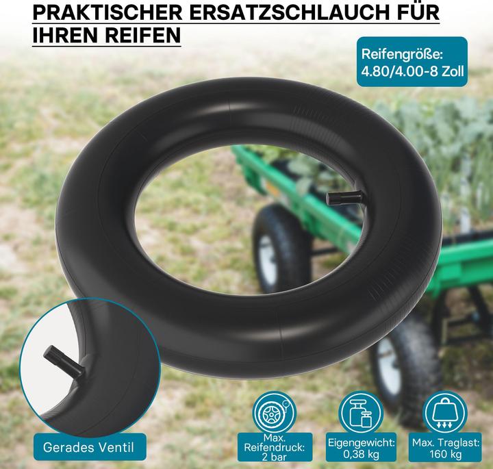 Actual product image Wiltec Standard inner tube for wheelbarrow size 400x100 4.00-8