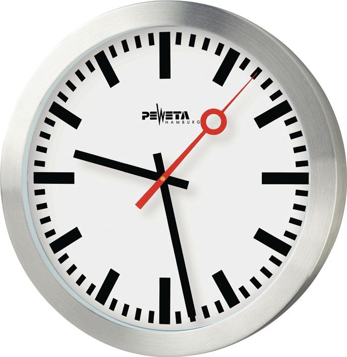 Actual product image Peweta Wall clock railway station silver 30.0 cm aluminium (30 cm)