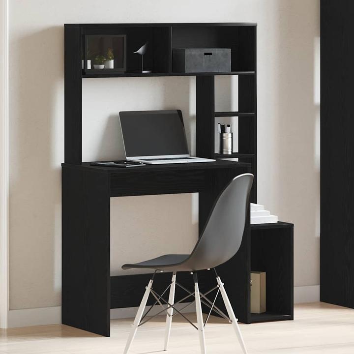 Actual product image VidaXL Desk with shelf black 100x45x140 cm wood-based office desk (100 x 45 x 140 cm)