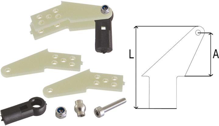 Actual product image Modellbau Lindinger ball rudder horn gfk m3 45mm dual