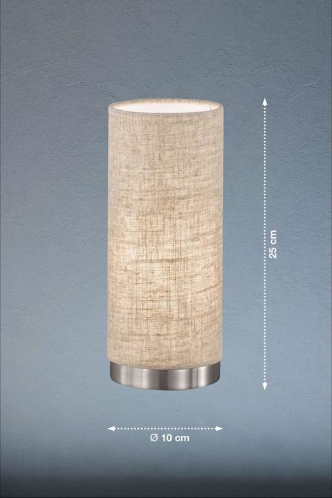 Actual product image Fischer & Honsel Honsel Thor table lamp E14 fabric shade sand-coloured linen nickel 50496 (E14)