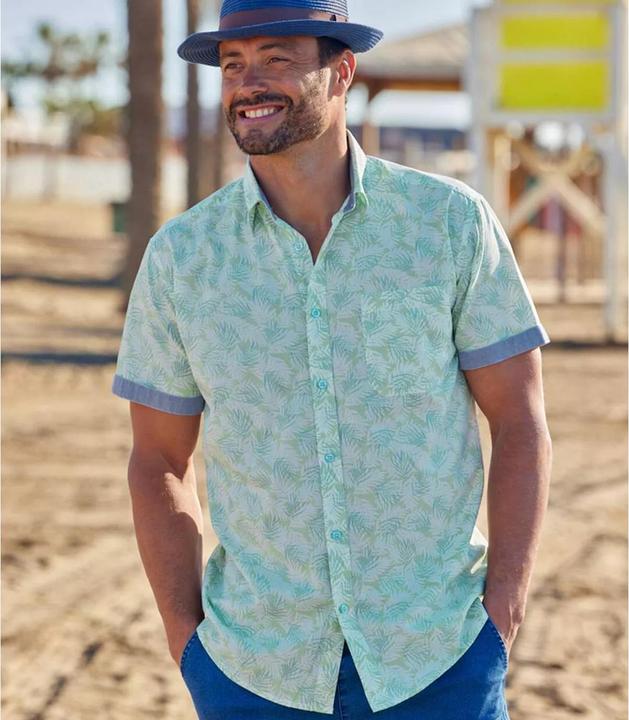 Actual product image Atlas For Men Mens Palm Print Summer Shirt (XL)