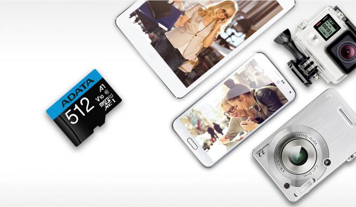 Actual product image Adata Premier 512GB microSDXC (UHS-I U1, Class 10, V10, A1) (512 GB, microSDXC, U1, UHS-I)