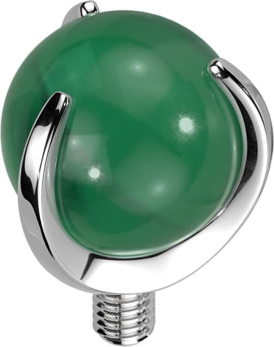 Star Piercing Dermal Anchor silber Kugel Jade Stein gefasst (Mineralisch, ohne Messing, Titan G23)