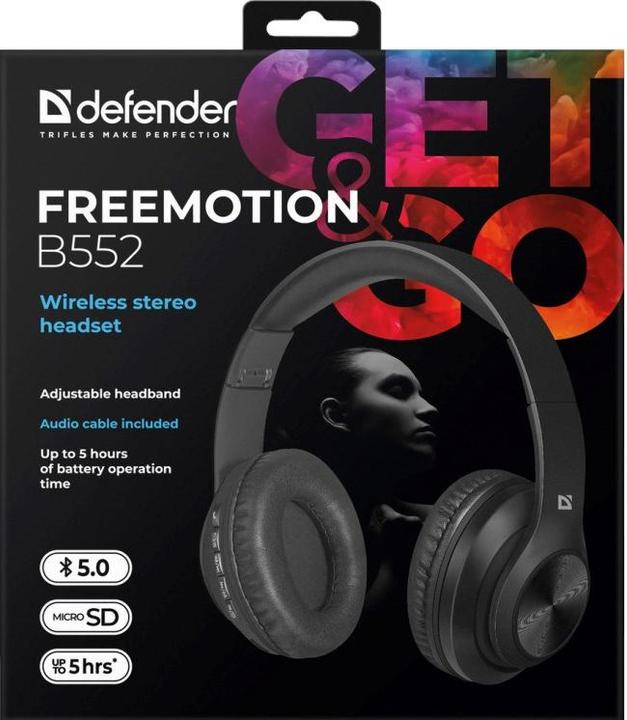 Immagine prodotto Defender Cuffie intrauricolari Bluetooth con microfono FREEMOTION B552 nero (NC, 4 h, Senza fili)