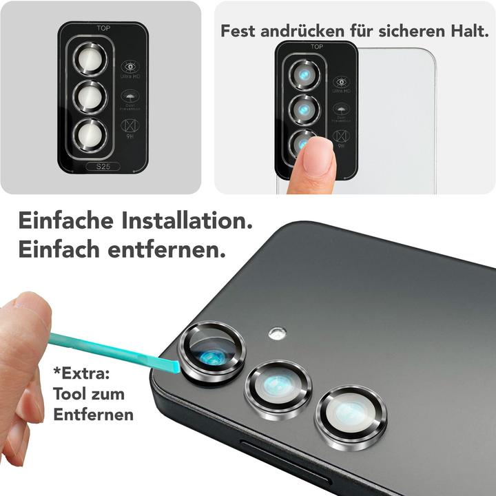 Actual product image Nalia Focus.Pro CLX - Kameraschutz Linsenglas Reflexionsfrei - Camera Lens Protector (1 Piece, Samsung Galaxy S25)
