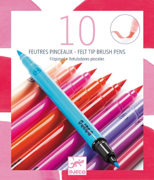 Image du produit Djeco 10 pinceaux en feutre - fille 19 x 16,5 x 1,5 cm (Rose, 10 x)