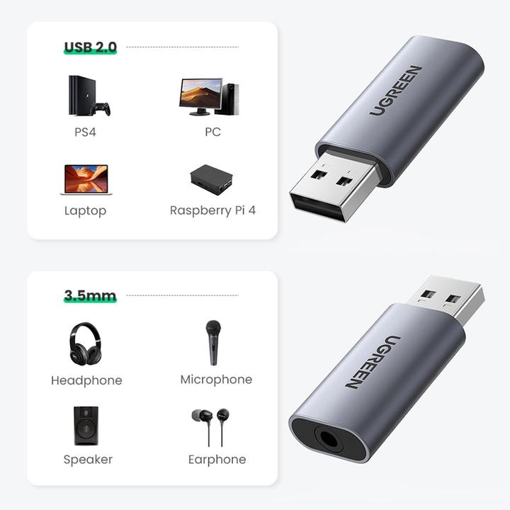 Immagine prodotto Ugreen USB 2.0 all'adattatore audio USB Sound Card Stick (USB)