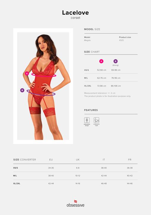 Actual product image Obsessive Lacelove Corset Red Xl/Xxl (XXL)