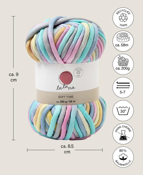 Immagine prodotto Lalana Lana Soft Tube, filato tubolare 6 mm x 58 m, 200 g (58 m)