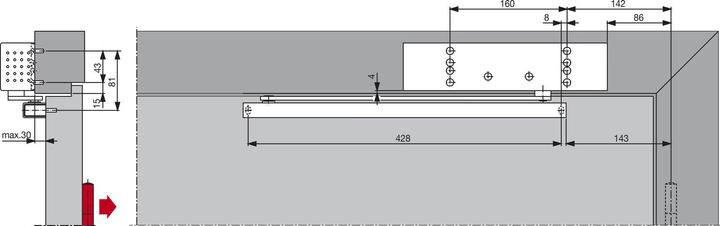 Actual product image Dormakaba Door closer TS 91B G-N, size EN 1-4, with guide rail, without hold-open device, silver