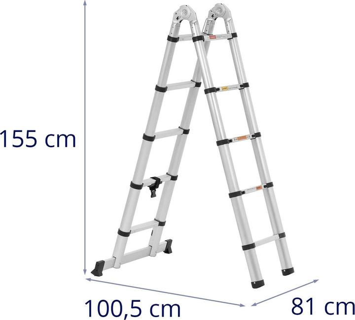 Actual product image MSW Klappbare Alu-Teleskopleiter (Telescopic ladder, 84 cm)