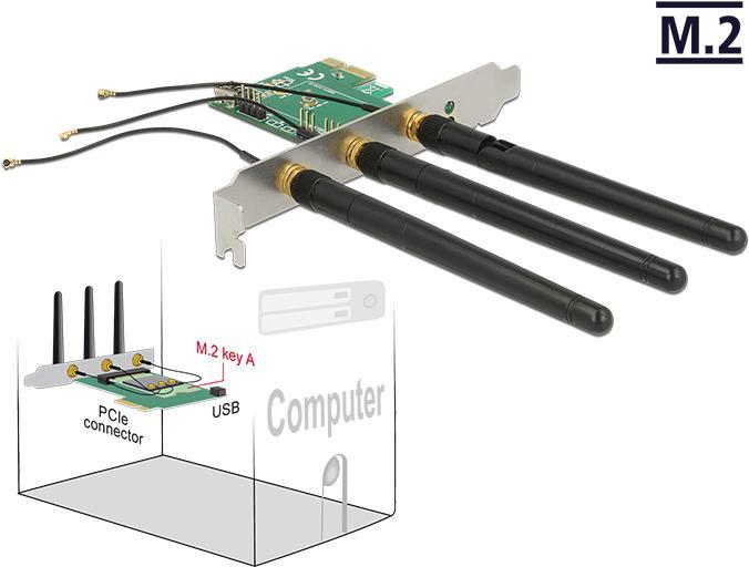 Produktbild Delock PCI-E-X1 Adapter M.2 Key A+E