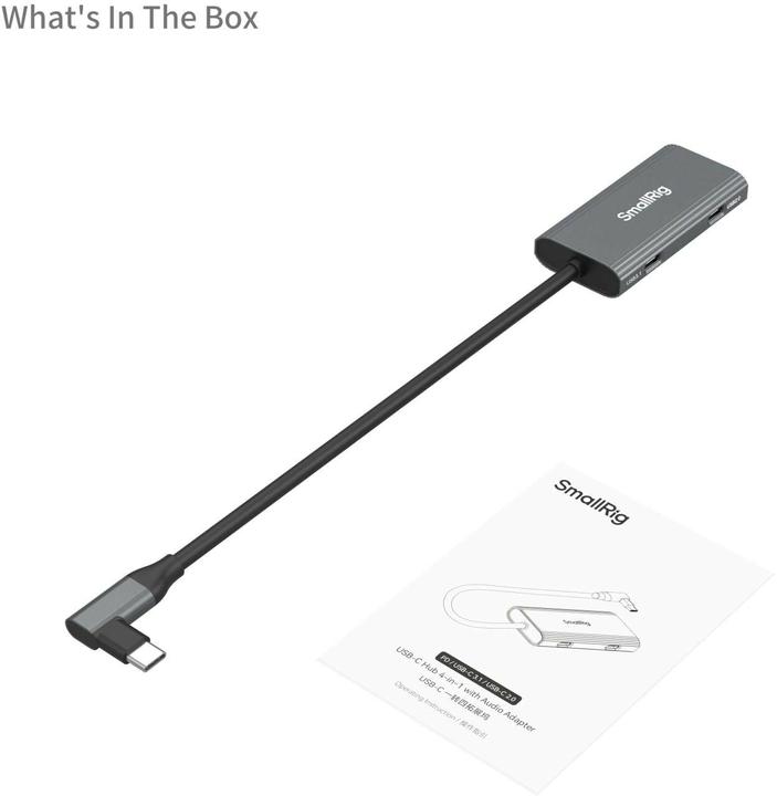Actual product image SmallRig 4598 4 in 1 USB C Hub PD 100W / USB C 3.1 / USB C 2.0 with Audio Adapter x 2 (USB-C, 3 Ports)