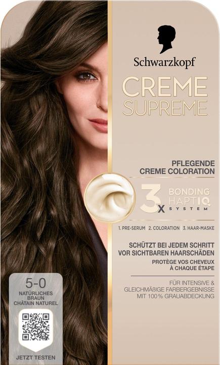 Actual product image Schwarzkopf Creme Supreme Creme Supreme Coloration 5-0 Natürliches Braun (5-0 Natural brown)