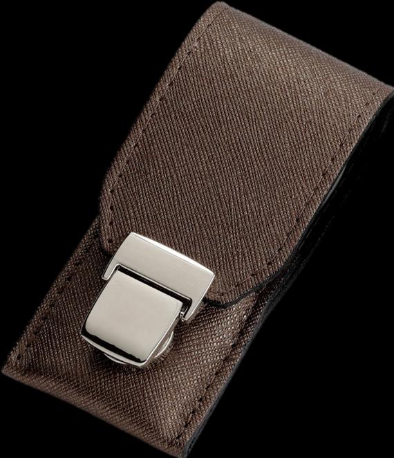 Image du produit Herba Set de manucure 3 pièces nickelé dans un étui de rangement, brun
