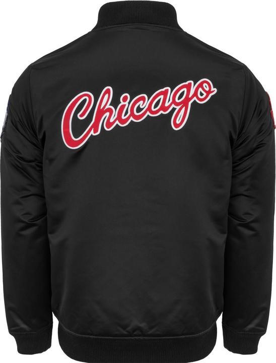 Produktbild Mitchell & Ness M&N Satin Bomber Jacke - PATCHES Chicago Bulls schwarz - L (L)