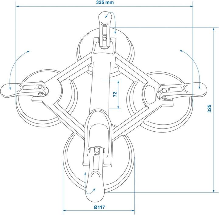 Actual product image ProPlus Suction lifter aluminum with 4 suction cups (180 kg)