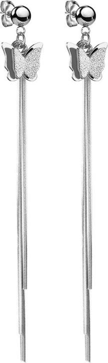 Produktbild Star Piercing Ohrstecker silber mit Kugel Anhänger Schmetterling mit Kette (ohne Messing, Chirurgenstahl 316L)
