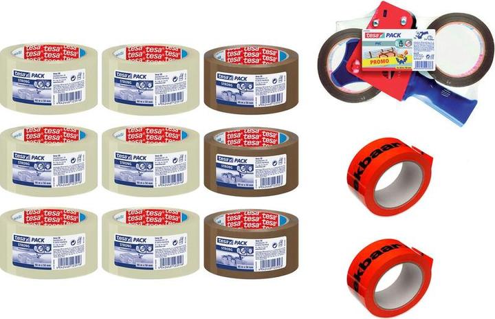 Actual product image tesa Package steps STRONG 66 m x 50 mm Transparent + Brown + breakable fraggle tape