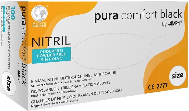 Image du produit Ampri PURACOMFORT BLACK, gant d'examen en nitrile, non poudré, noir, taille S (S)