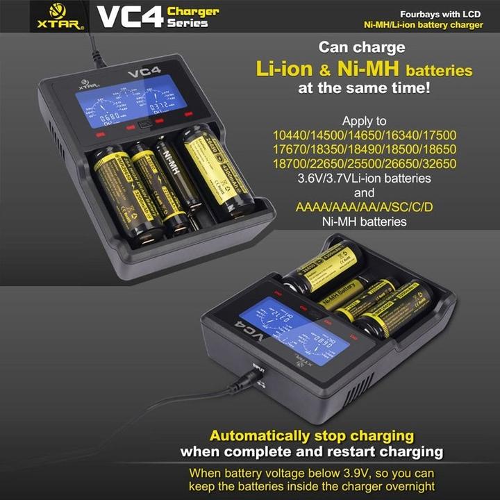 Produktbild AccuCell Panasonic 18650 Li-ion Akku und 4fach Li-ion Schnell-Ladegerät (1 Stk., 18650, 3400 mAh, Ladegerät inkl. Akku)