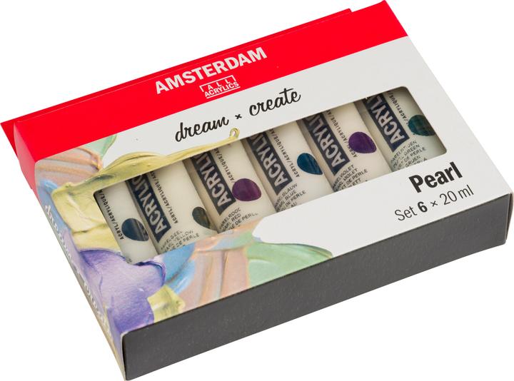 Produktbild Talens Amsterdam Starter Set (Perlweiss, Perlgelb, Perlrot, Perlgrün, Perlblau, Perlviolett, 120 ml)