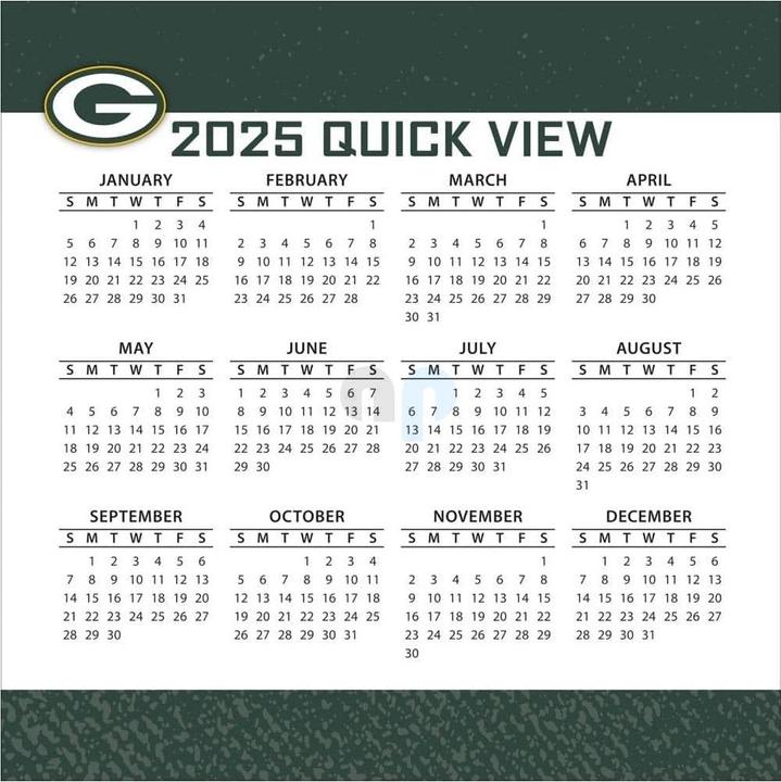 Nutritional values and ingredients NFL - Green Bay Packers - Desk Calendar 2025 (German, French, Italian, Spanish, English)