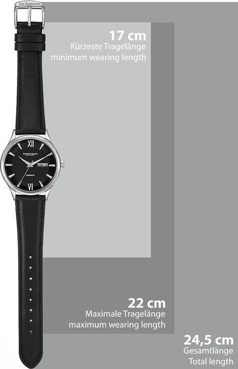 Actual product image John Rothmann Mens Automatic Watch Leopold Genuine Leather Black - 26883 (Analogue wristwatch, 40 mm)