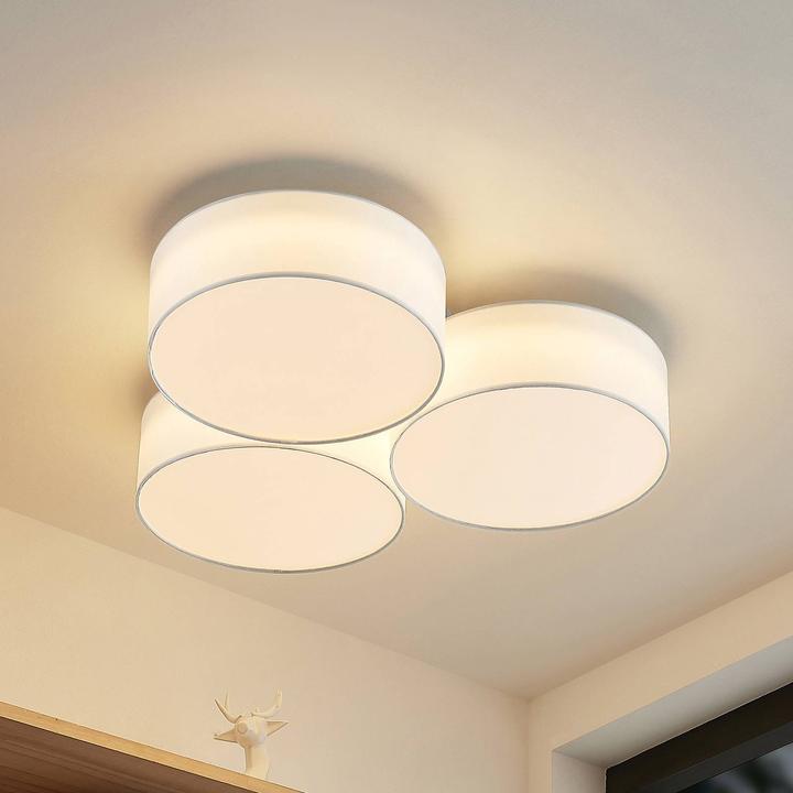 Produktbild Lindby Janita LED-Stoffdeckenlampe, 3-fl., weiss (3200 lm)
