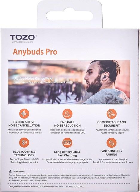 Actual product image Tozo Ausinės Anybuds Pro TWS Bluetooth Earbuds Juodas (ANC, 4.50 h, Wireless)