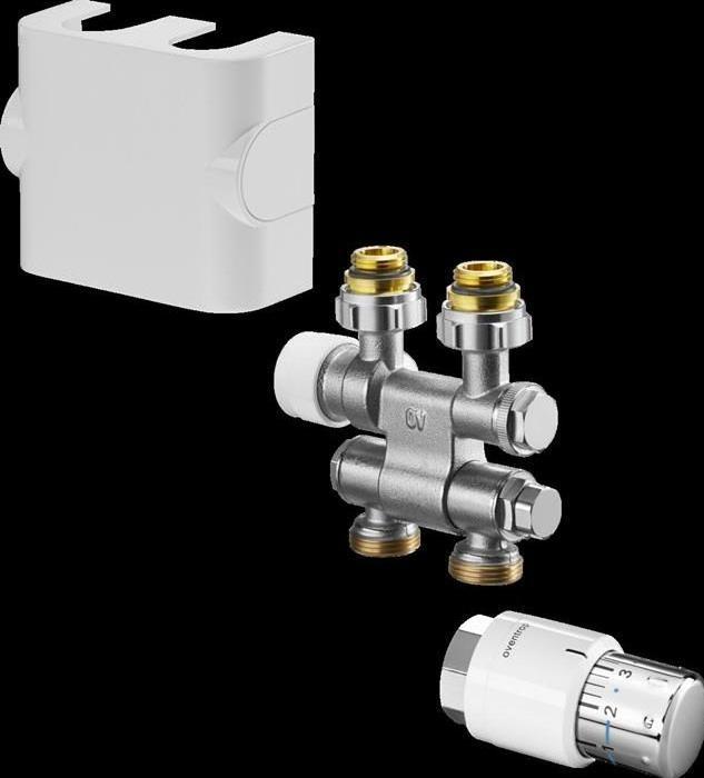 Actual product image Oventrop OV Bathroom radiator connection set 7 flow/return connection white