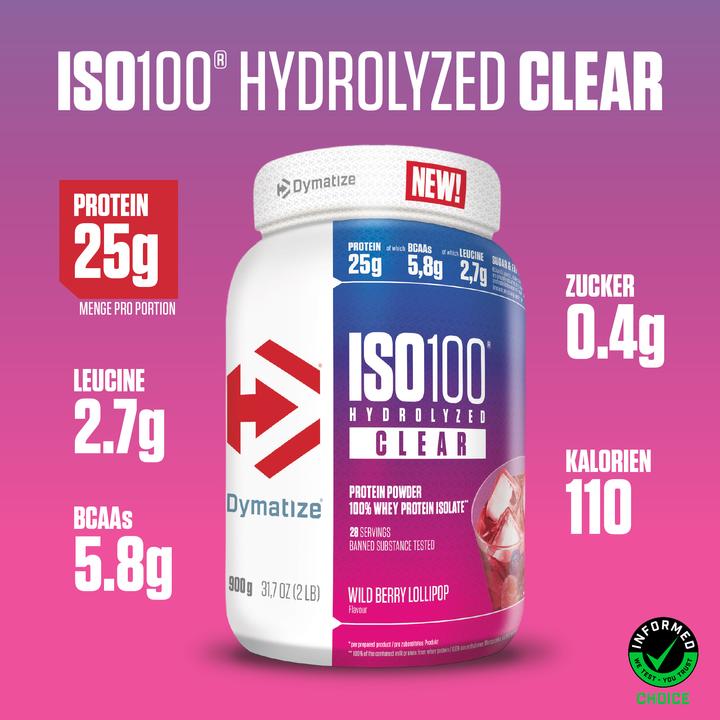 Image du produit Dymatize ISO100 Clear Whey (Sucette aux baies sauvages, 1 pcs, 900 g)