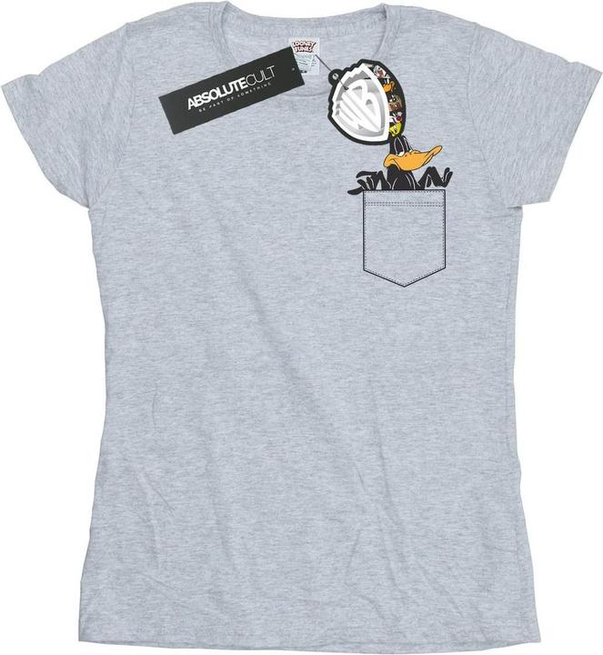 Actual product image Looney Tunes Womens/Ladies Daffy Duck Faux Pocket Cotton T-Shirt (XXL)