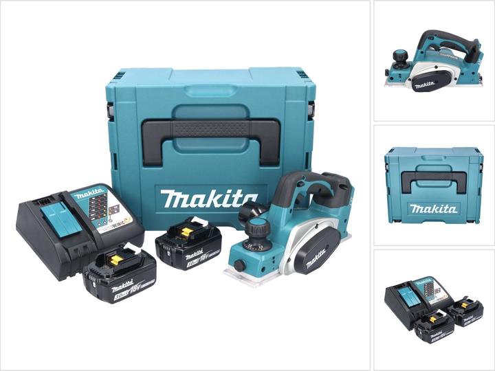 Actual product image Makita DKP 180 RFJ Battery Planer 18 V 82 mm + 2x Battery 3,0 Ah + Charger + Makpac