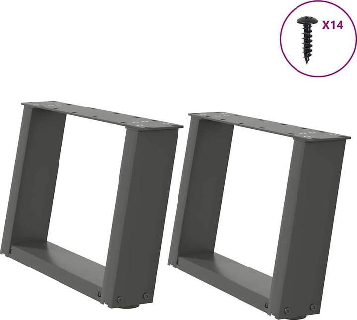 Actual product image VidaXL U-shaped coffee table legs 2 pcs. Anthracite 50x(30-31) cm steel table leg