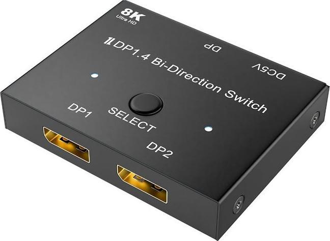 Image du produit Hermex Commutateur Displayport 2x1 ports bidirectionnel 8K@30Hz Commutateur DP