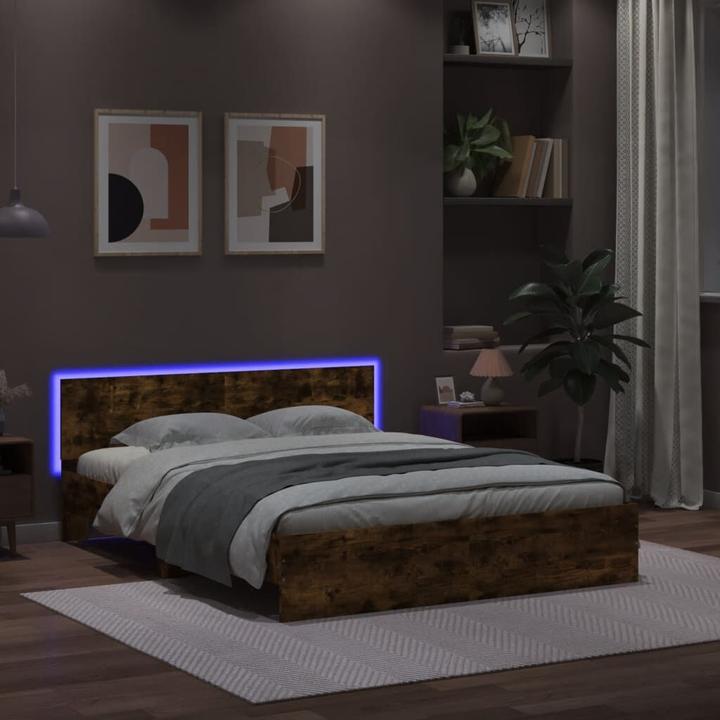 Produktbild VidaXL Bettgestell mit Kopfteil und LED-Beleuchtung (160 x 200 cm)