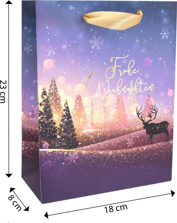 Produktbild Idena Geschenktasche Weihnachten lila 18x8x23cm (Geschenktüte)