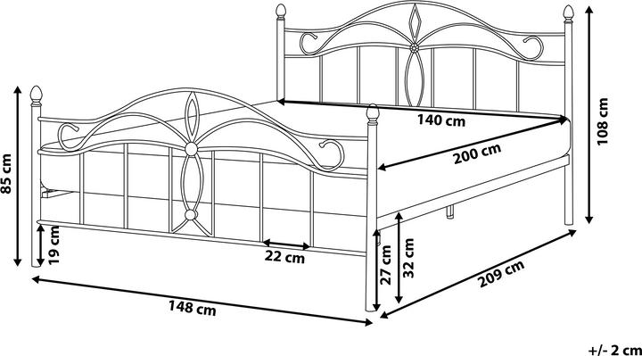 Produktbild Beliani Metallbett weiss Lattenrost 140 x 200 cm ANTLIA (140 x 200 cm)