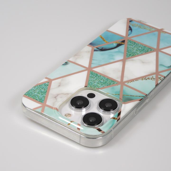 Image du produit PhoneLook Coque Silicone Gel stripes géométriques marble Turquoise (Apple iPhone 14 Pro)