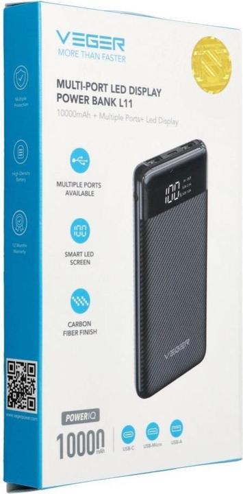 Actual product image 4Kom Veger - W1087 Powerbank (10000 mAh, 20 W, 37 Wh)