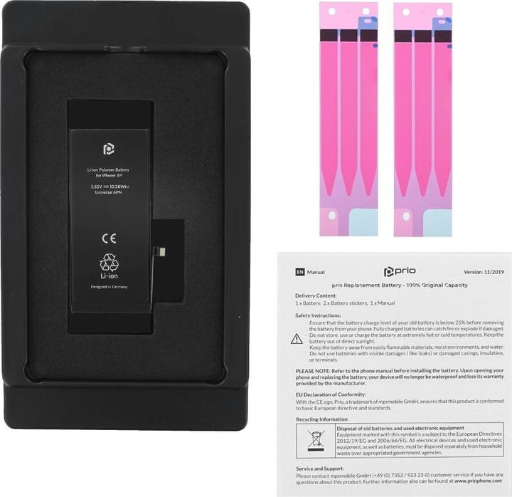 Immagine prodotto prio Batteria per Apple iPhone 8 plus (APN universale) (Accumulatore di carica elettrica, Apple iPhone 8 Plus)