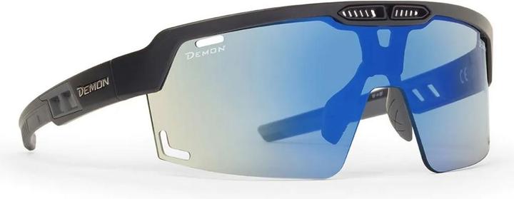 Actual product image Demon Speed Vent DCHROM sports glasses (matt black blue-blue mirror, Gold mirrored, Cylindrical, Self-tinting)