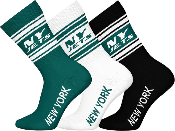 Barefoot New York Jets 3pk Crew Socks 43-46 (43 - 46)