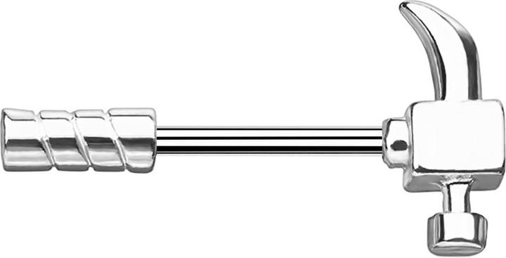 Star Piercing Micro Barbell Hammer silber (Messing, Chirurgenstahl 316L)