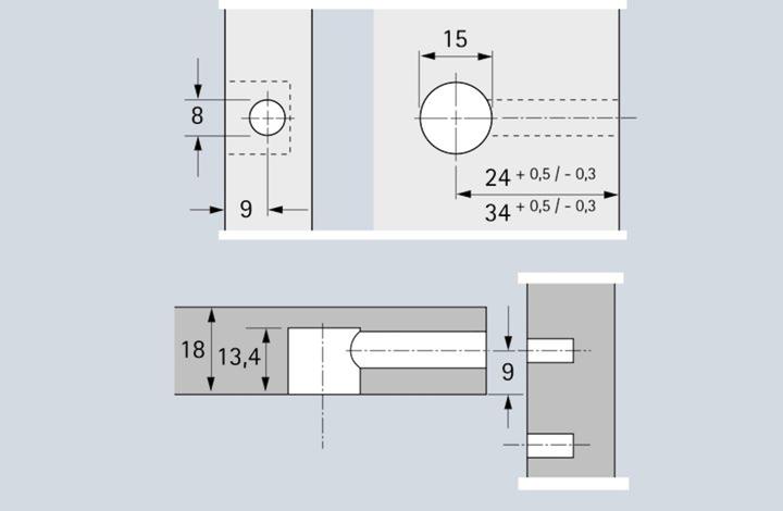 Image du produit Hettich RASTEX 15/19 zamak nickelé (Raccord de connexion, 1 pcs)