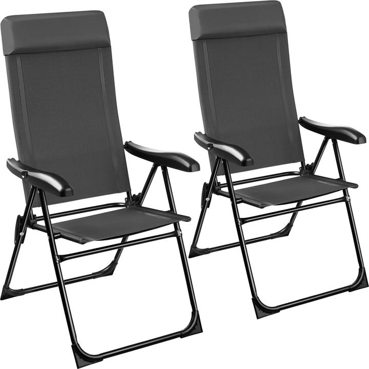 tectake 2x Faltbarer Campingstuhl Müritz mit Kopfpolster