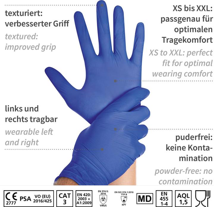 Produktbild Hygostar Nitrilhandschuhe SL Kobaltblau M (M)
