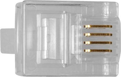 Image du produit Connecteur modulaire RJ11 (6P/4C) pour câble rond avec conducteurs torsadés. Unité : Sac 25 pcs
